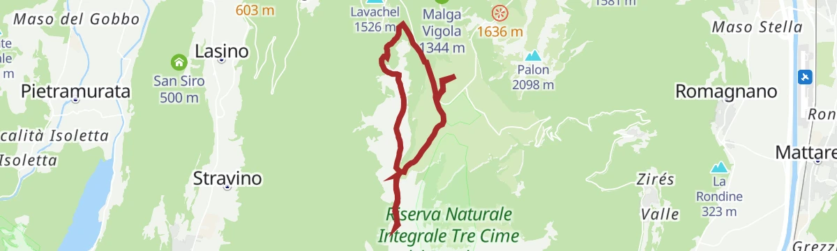 Route map: Viote - La Rosta - Viote